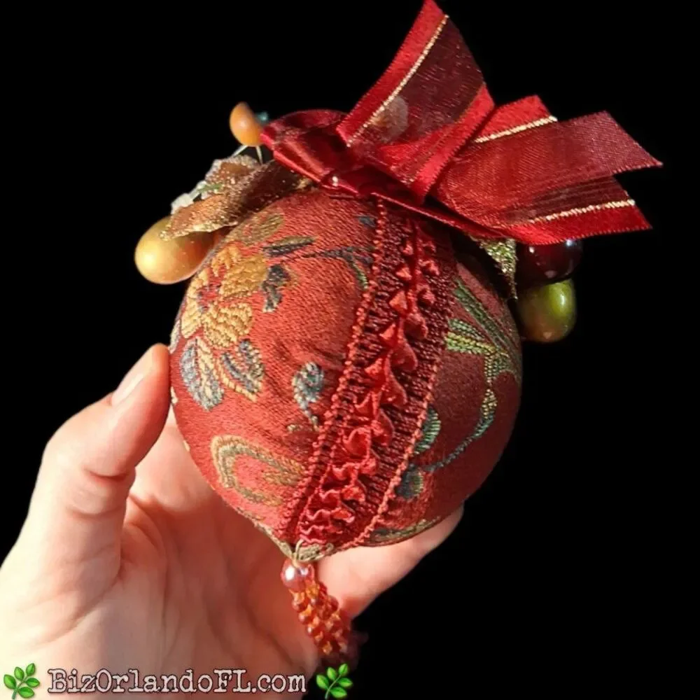 VINTAGE: Festive Holiday / Christmas Ornament with Faux Fruit / Berries / Ribbon
